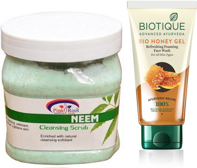 

Pink Root NEEM SCRUB 500G WITH HONEY FACEWASH(Set of 2)