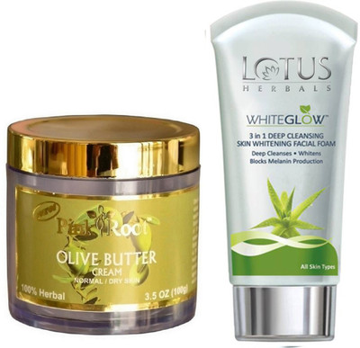 

Pink Root OLIVE BUTTER CREAM 100G WITH LOTUS SKIN WHITENING FACEWASH(Set of 2)