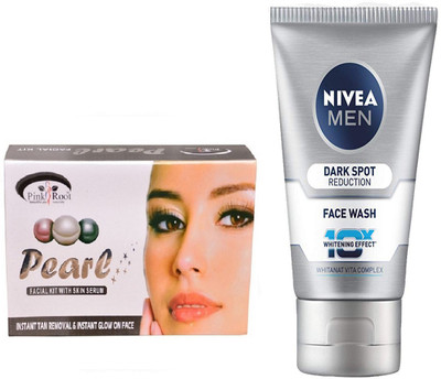 

Pink Root Pearl Facial Kit 83gm WITH Men Dark Spot Reduction Face Wash(Set of 2)