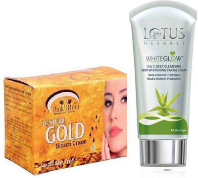 

Pink Root GOLD BLEACH 250G WITH LOTUS SKIN WHITENING FACEWASH(Set of 2)