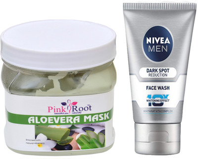 

Pink Root Aloevera Mask 500ml WITH Men Dark Spot Reduction Face Wash(Set of 2)