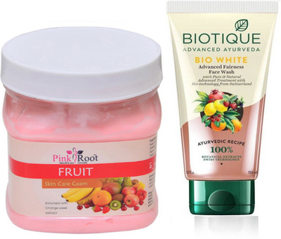 

Pink Root FRUIT CREAM 500G WITH WHITE FAIRNESS FACEWASH(Set of 2)