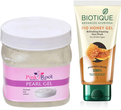 

Pink Root PEARL GEL 500G WITH HONEY FACEWASH(Set of 2)