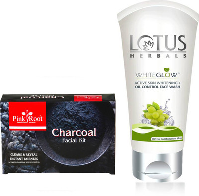 

Pink Root CHARCOAL KIT 83G WITH LOTUS OIL CONTROL FACEWASH(Set of 2)