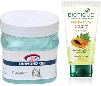 

Pink Root DIAMOND GEL 500G WITH BIOTIQUE PAPAYA FACEWASH(Set of 2)