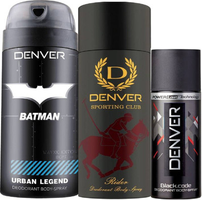 

Denver Batman Urban Legend Deo 150 Ml + Deo Rider 165ML + Deo Black code Nano 50Ml Deodorant Spray - For Men(365 ml, Pack of 3)
