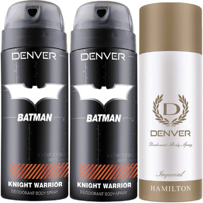 

Denver Batman Knight Warrior Deo 150 Ml(Pack of 2) + Deo Imperial 165Ml Deodorant Spray - For Men(465 ml, Pack of 3)