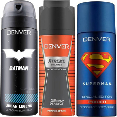 

Denver Batman Urban Legend Deo 150 Ml + Deo Extreme Balance 150ML + Superman Power Deo 150 Ml Deodorant Spray - For Men(450 ml, Pack of 3)