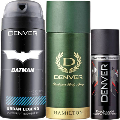 

Denver Batman Urban Legend Deo 150 Ml + Deo Hamiton 165ML + Deo Black code Nano 50Ml Deodorant Spray - For Men(365 ml, Pack of 3)