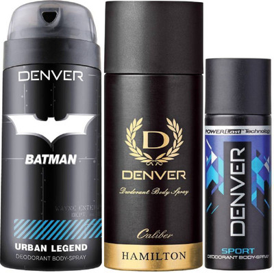 

Denver Batman Urban Legend Deo 150 Ml + Deo Caliber 165ML + Deo Blue Sports Nano 50ML Deodorant Spray - For Men(365 ml, Pack of 3)