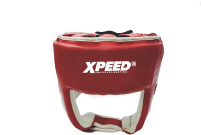 XpeeD Brand New Contest Red Senior Leather Large Boxing Head Guard(Red)