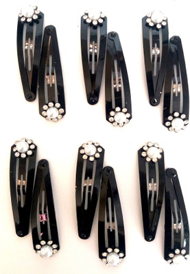 

Fashionable BEAUTIFUL BLACK CLIP WITH WHITE STONE Tic Tac Clip(Black)