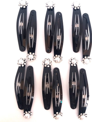 

Fashionable 6 PAIR OF BLACK WITH STONE Tic Tac Clip(Multicolor)