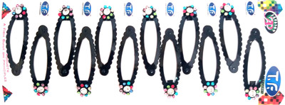 

Fashionable ROUND SAPE BLACK PIN WITH MULTI-COLOR STONE Tic Tac Clip(Black)