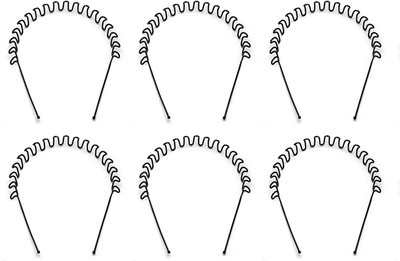 

BOXO Zig zag Hair Band for Girls Stylish, Head Bands for Hair Styling Use, Set Of 6 Pcs, Black Hair Band, Head Band(Black)