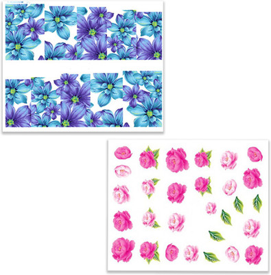

STZ Set of 2 Water Transfer Nail Art Sheet Stickers Combo(Multicolor)