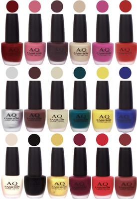 AQ Fashion Velvet Matte Nail Polish 18 Pcs Combo Set No. 81122 Multicolor(Pack of 18)