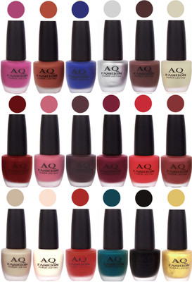 

AQ Fashion Velvet Matte Nail Polish 18 Pcs Combo Set No. 81149 Multicolor(Pack of 18)