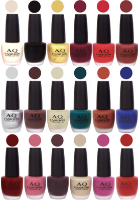 

AQ Fashion Velvet Matte Nail Polish 18 Pcs Combo Set No. 81124 Multicolor(Pack of 18)