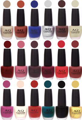 

AQ Fashion Velvet Matte Nail Polish 18 Pcs Combo Set No. 81156 Multicolor(Pack of 18)