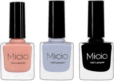 

Micio Luxurious Collection of Glossy Nail Lacquer (Nude Elegance, Arctic, Sinful Black)(Pack of 3)