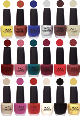 

AQ Fashion Velvet Matte Nail Polish 18 Pcs Combo Set No. 81140 Multicolor(Pack of 18)
