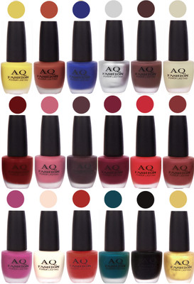 

AQ Fashion Velvet Matte Nail Polish 18 Pcs Combo Set No. 81153 Multicolor(Pack of 18)