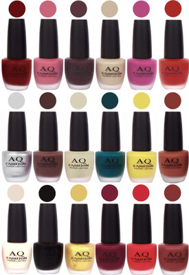 

AQ Fashion Velvet Matte Nail Polish 18 Pcs Combo Set No. 81121 Multicolor(Pack of 18)