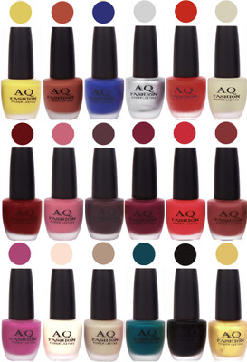 

AQ Fashion Velvet Matte Nail Polish 18 Pcs Combo Set No. 81160 Multicolor(Pack of 18)