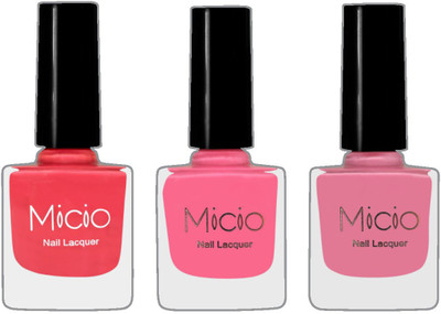 

Micio Luxurious Collection of Glossy Nail Lacquer (Bubbly Pink, Fussy fuschia, Pink candy)(Pack of 3)