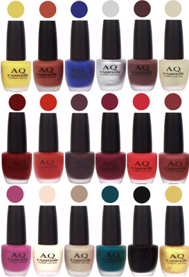

AQ Fashion Velvet Matte Nail Polish 18 Pcs Combo Set No. 81161 Multicolor(Pack of 18)