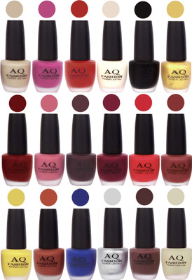 

AQ Fashion Velvet Matte Nail Polish 18 Pcs Combo Set No. 81137 Multicolor(Pack of 18)