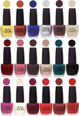 

AQ Fashion Velvet Matte Nail Polish 18 Pcs Combo Set No. 81165 Multicolor(Pack of 18)