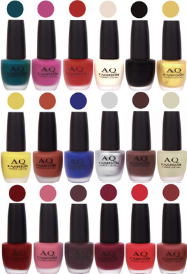 AQ Fashion Velvet Matte Nail Polish 18 Pcs Combo Set No. 81132 Multicolor(Pack of 18)