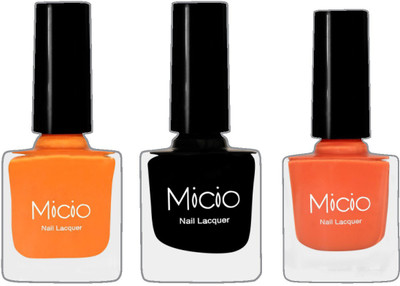 

Micio Luxurious Collection of Glossy Nail Lacquer (Peaches&cream, Sinful Black, Sunkissed Orange)(Pack of 3)