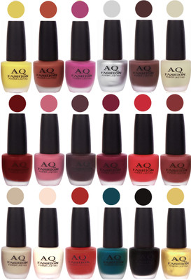 

AQ Fashion Velvet Matte Nail Polish 18 Pcs Combo Set No. 81152 Multicolor(Pack of 18)