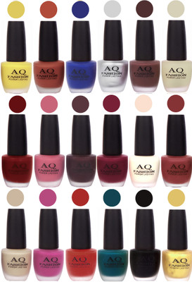 

AQ Fashion Velvet Matte Nail Polish 18 Pcs Combo Set No. 81145 Multicolor(Pack of 18)