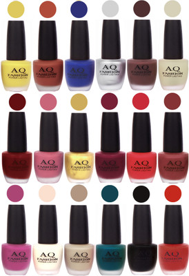 

AQ Fashion Velvet Matte Nail Polish 18 Pcs Combo Set No. 81164 Multicolor(Pack of 18)