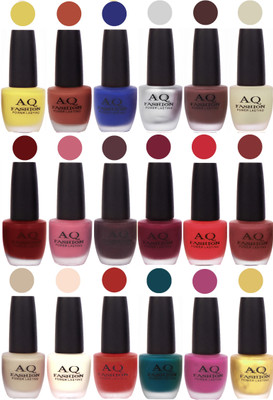 

AQ Fashion Velvet Matte Nail Polish 18 Pcs Combo Set No. 81150 Multicolor(Pack of 18)