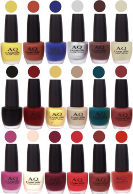 

AQ Fashion Velvet Matte Nail Polish 18 Pcs Combo Set No. 81170 Multicolor(Pack of 18)