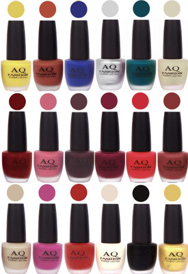 

AQ Fashion Velvet Matte Nail Polish 18 Pcs Combo Set No. 81139 Multicolor(Pack of 18)