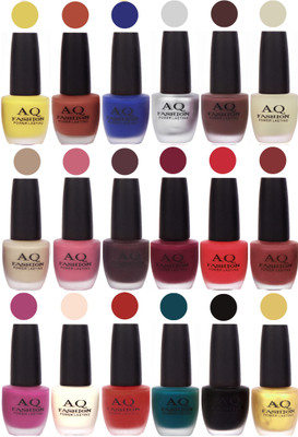 

AQ Fashion Velvet Matte Nail Polish 18 Pcs Combo Set No. 81155 Multicolor(Pack of 18)