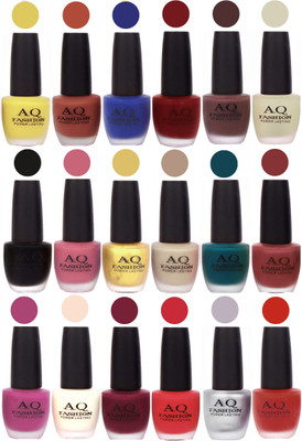 

AQ Fashion Velvet Matte Nail Polish 18 Pcs Combo Set No. 81174 Multicolor(Pack of 18)