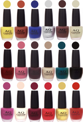 

AQ Fashion Velvet Matte Nail Polish 18 Pcs Combo Set No. 81166 Multicolor(Pack of 18)