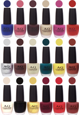 

AQ Fashion Velvet Matte Nail Polish 18 Pcs Combo Set No. 81120 Multicolor(Pack of 18)