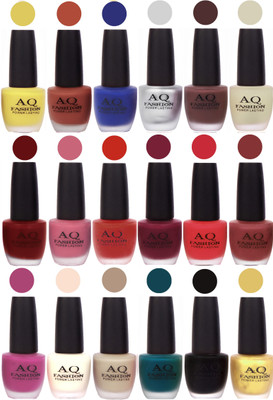

AQ Fashion Velvet Matte Nail Polish 18 Pcs Combo Set No. 81162 Multicolor(Pack of 18)