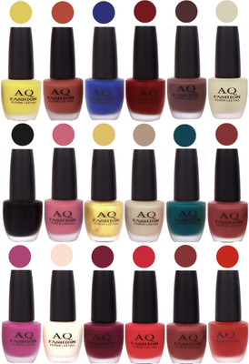 

AQ Fashion Velvet Matte Nail Polish 18 Pcs Combo Set No. 81172 Multicolor(Pack of 18)