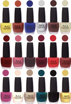 

AQ Fashion Velvet Matte Nail Polish 18 Pcs Combo Set No. 81158 Multicolor(Pack of 18)