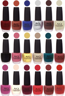 

AQ Fashion Velvet Matte Nail Polish 18 Pcs Combo Set No. 81171 Multicolor(Pack of 18)