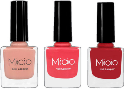 

Micio Luxurious Collection of Glossy Nail Lacquer (Nude Elegance, Bubbly Pink, Vixen wine)(Pack of 3)